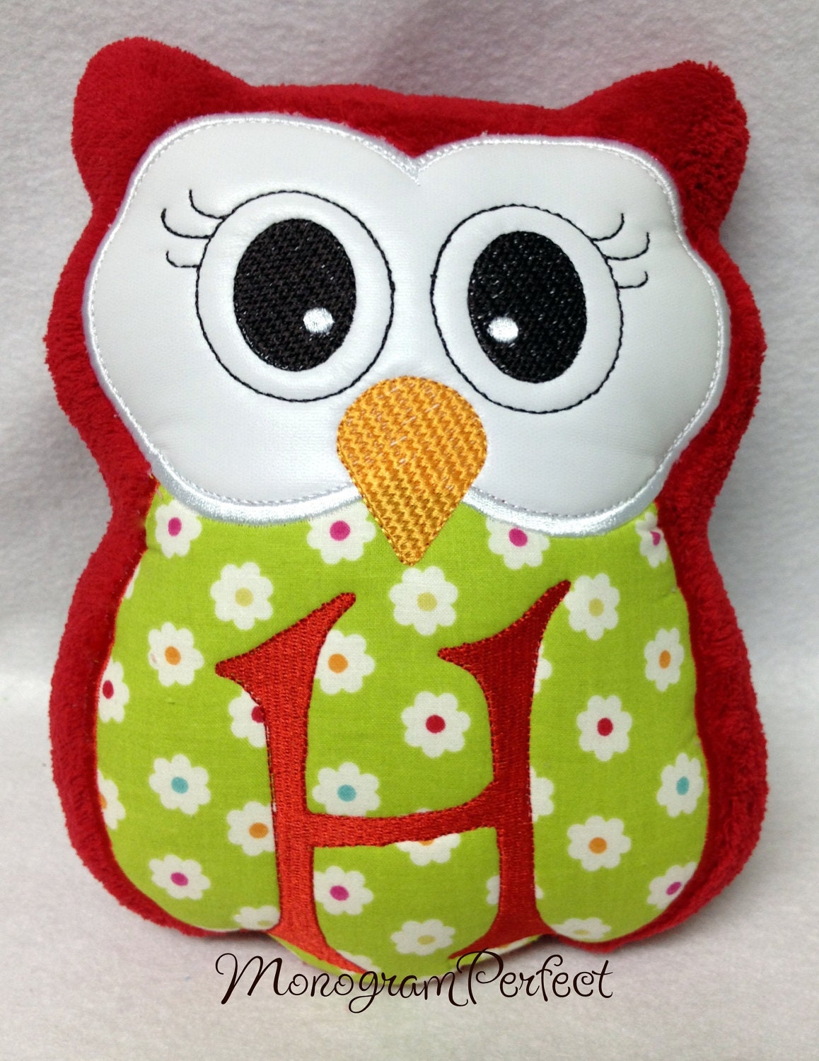Personalized, Mongrammed, Initial Plush Owl Reading Buddy Soft Toy Pillow