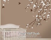 cherry blossom birds nursery wall decals tree vinyl wall decals decal children wall sticker nursery room- flower bird Z151 by cuma