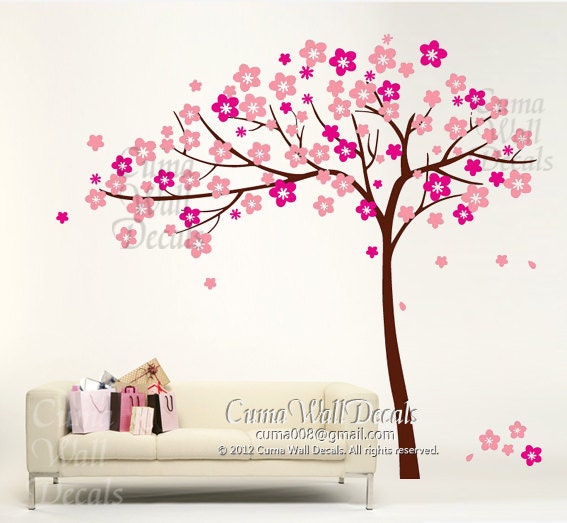 girl wall decal tree Sticker Nature Tree Wall decals Nursery wall decal- floral tree cherry blossom Z117 by cuma
