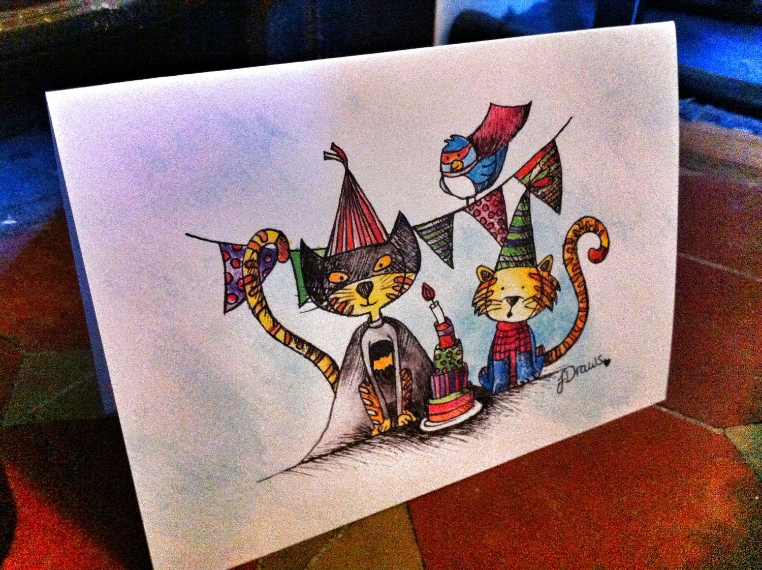 Cute Superhero Cats Birthday Card