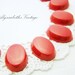 Vintage Cherry Red Beveled Edge 18x13 Oval Cabochons Lucite (4)