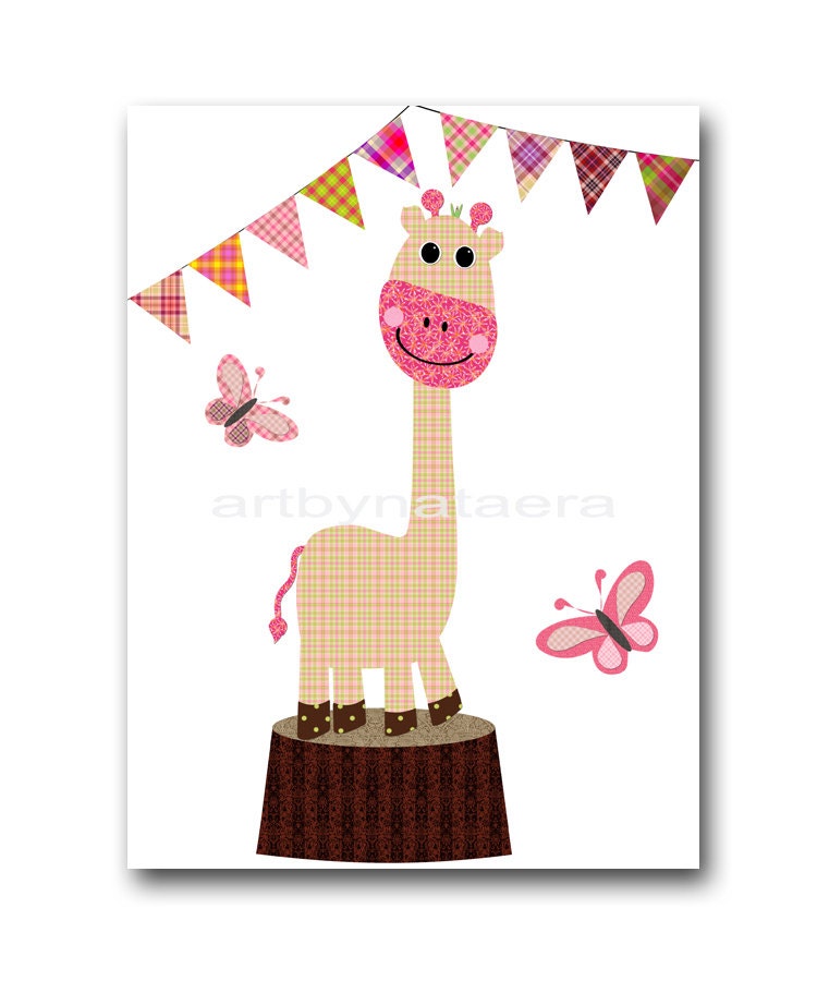 Art for Kids Room Kids Wall Art Baby Girl Room Decor Baby Nursery print 8" x 10" giraffe decoration rose