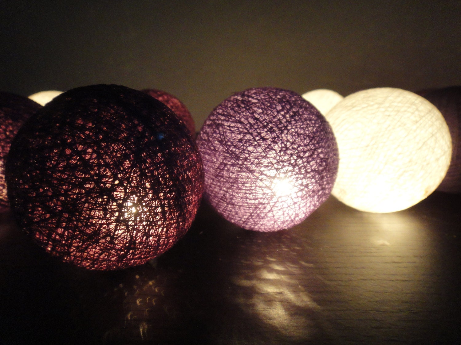 20 Mixed Purple Tone Cotton Balls Fairy String Lights Home Decor Party Patio Wedding Floor Table or Hanging Gift Home Decoration