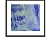 Hand made printmaking hand pulled print , Unique Art work inspired by nature, Lavender blue, grey, 8x9