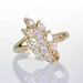 14 Karat Yellow Gold Leaf Design Diamond Accented Round and Marquise Cocktail Pinkie Right Hand Ring