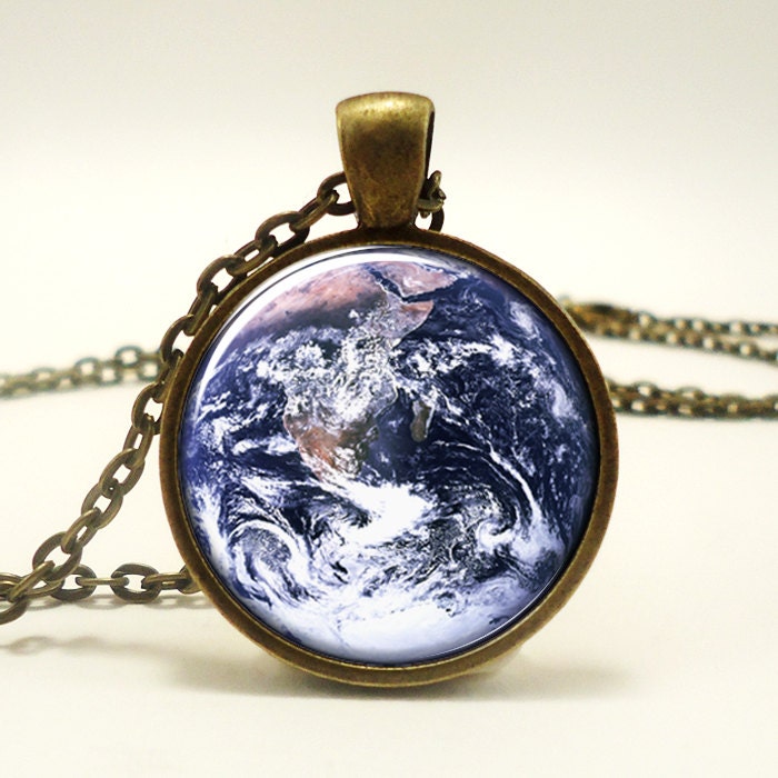 Earth Necklace, Gaia Planet Pendant, Universe Jewelry (1124B1IN) - rainnua