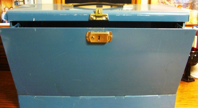 Vintage Legal size Metal Personal Portable file box RESERVED for PAM