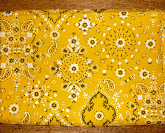 YELLOW Bandana Print Cotton Fabric piece 1 yard by VivveViolet