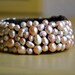 Real Pearl Glam Cuff Flexible Bracelet with Brown Wax Cord