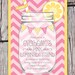 Lemonade Stand Party Invitation - Yellow Chevrons - Mason Jar - Bunting - Pink Lemonade Birthday Party Printable Invite - Bridal Shower -