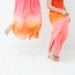 Grapefruit- neon orange & pink maxi skirt with delicate dark blue color splashes
