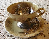 Fall Pine Cone Teacup and Saucer - PEAKaBooVintage