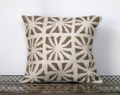 Metallic Gold Hand Painted Burlap/ Chestnut Brown Back Decorative Pillow Cover Sunburst Indoor/Outdoor
