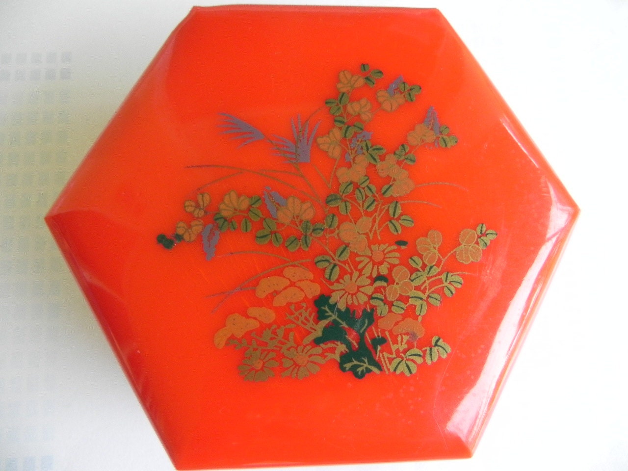 Red Lacquer  3 in 1 Hexagon Stacking Trinket Boxes