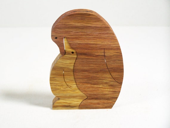 Wooden Puzzle Scroll Saw Cut 2 Penguins Oak Wood By Basketsbydebi 