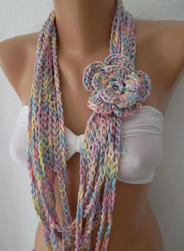 ON SALE - LOTUS - Crochet infinity  Scarf  Elegant Scarf  Feminine Scarf