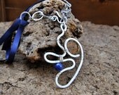 AZUL - Blue Sapphire Necklace Hammered Aluminum Totally handmade