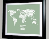 Adventure Is Out There - World Word Map with Travel Quote - 8x10