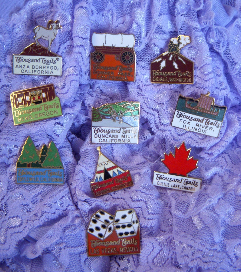 Thousand Trails vintage souvenir destination pins -choose one-