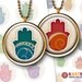 HAMSA TALISMAN - 1 inch circles -  Digital Collage Sheet - Printable Download - for pendants magnets (available 1.5x1.5 inch & 7/8x7/8 inch)