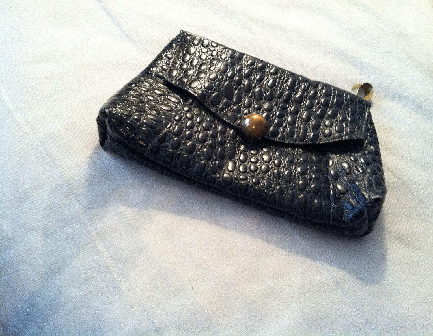 Faux Alligator Clutch Gold Loop hardware with original Coin Purse FREE SHIPPING