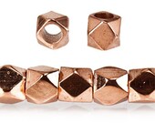Copper 4mm Bead, Hand Polished Faceted Nugget Copper Bead Item: 438816