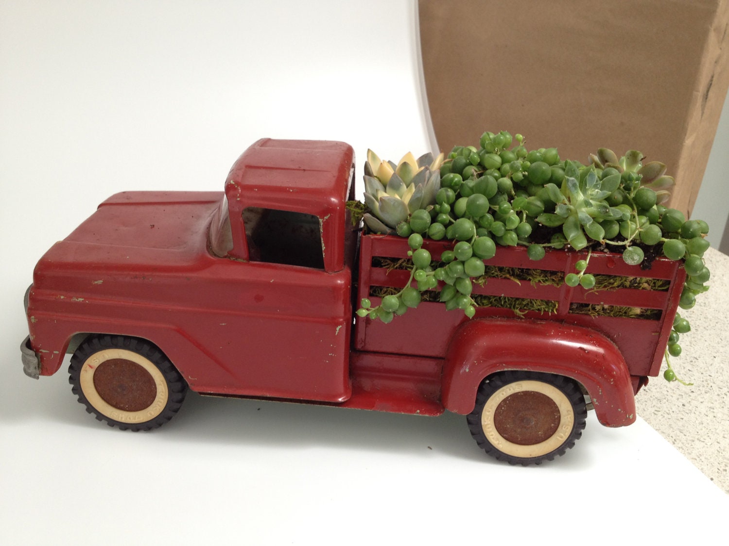 Succulent Garden in a Vintage Farm Truck