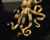 Deadly Blue Ring Octopus Polymer Clay Kraken 18 Inch Necklace