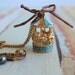 pastel carousel enamel charm pendent.   long necklace.