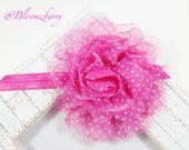 New 1 pc Girl Headband - Pink Polka Dot - Size Large 4"- Baby to Adult