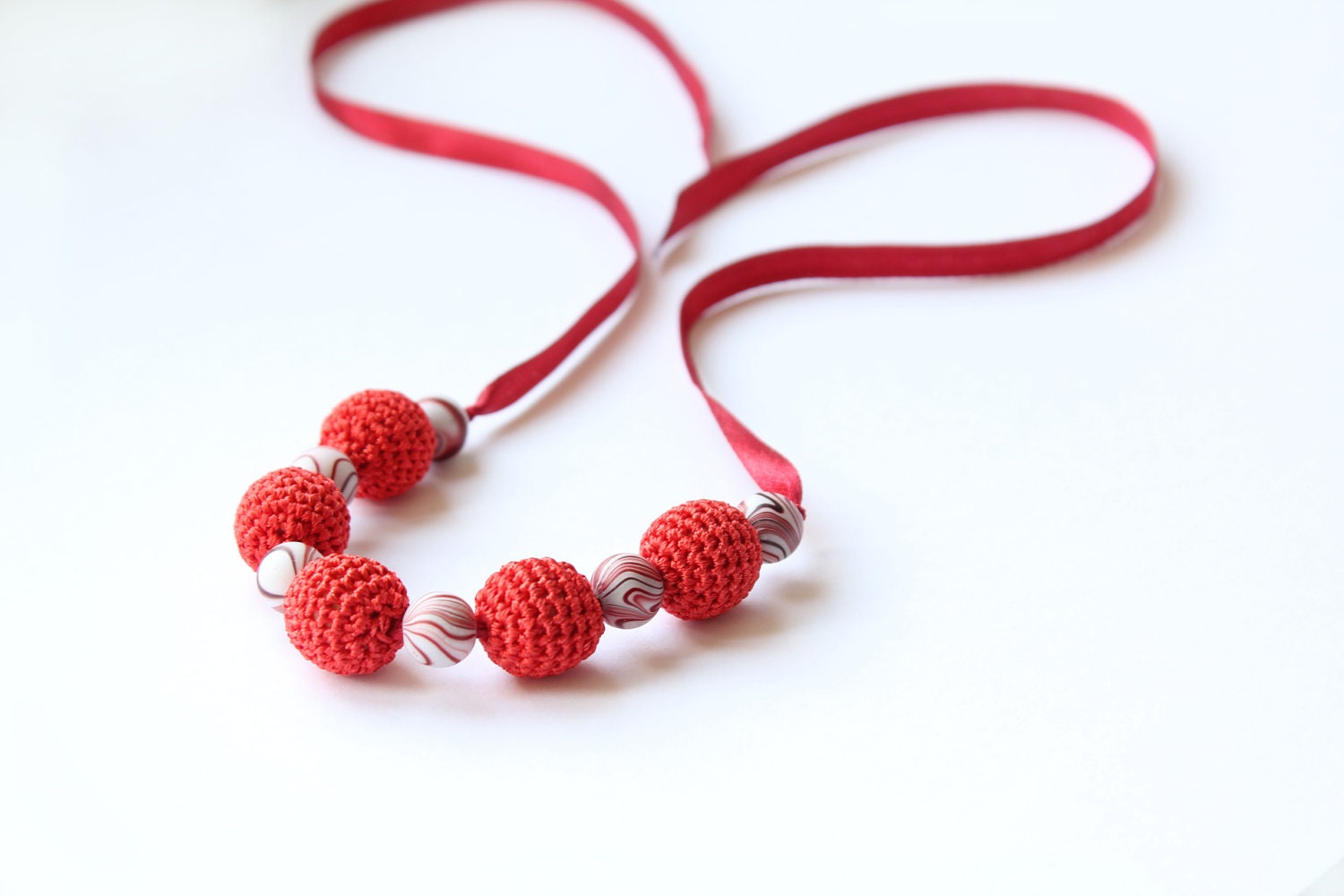 Christmas Red simple necklace - Handmade jewelry girlfriend, wife - designML