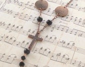 Copper Cross Y Necklace Hammered Black Antique Urban Chic Christian Modern Fashion Gothic Jewelry Tierracast Pewter Free Shipping