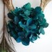 Deer Antlers with Flowers & Peacock Feathers - Wall Hanging Taxidermy 7 Point Rack Home Decor Teal Hydrangea Jewelry Necklace Holder