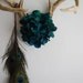 Deer Antlers with Flowers & Peacock Feathers - Wall Hanging Taxidermy 7 Point Rack Home Decor Teal Hydrangea Jewelry Necklace Holder
