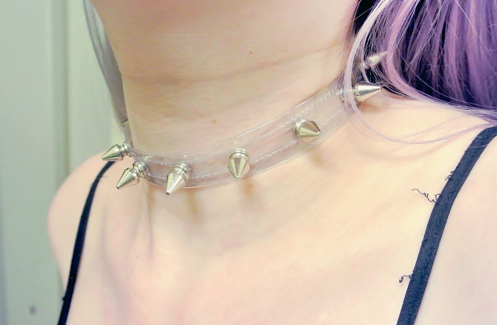 Spiked Choker, studded collar, gothic faux leather choker