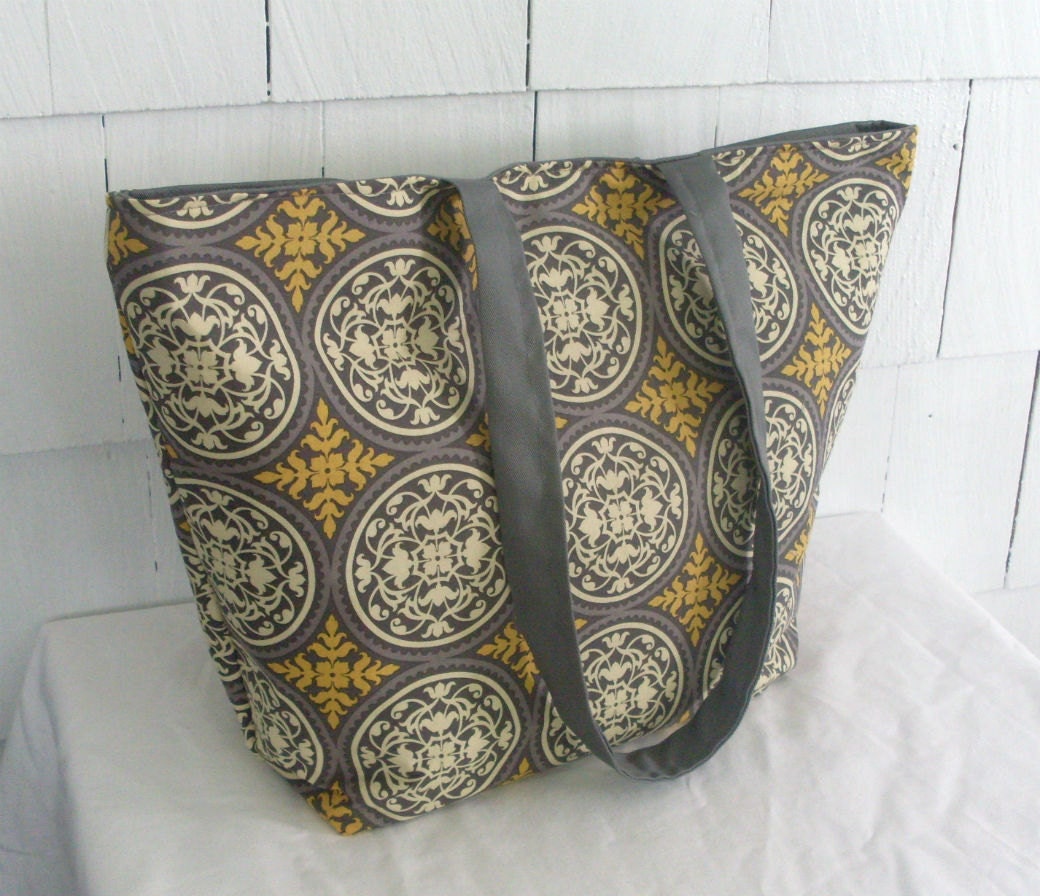 Large Fabric Tote - Joel Dewberry Scrollwork - the Daisy handbag