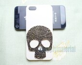 Handmade Retro style Antique copper Skull with beige phone case for iPhone 5 cover