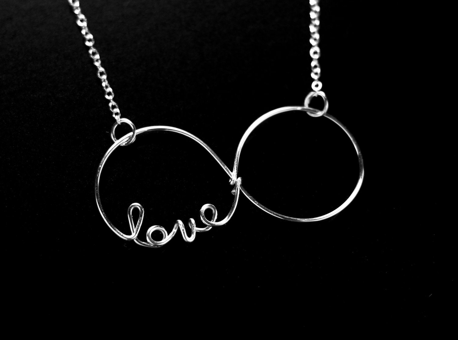 CUSTOM Personalized Wire Name / Word INFINITY Necklace 925 Sterling Silver