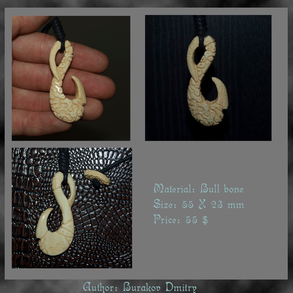 Hand carved - Maori Fish Hook Hei Matau