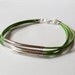 Silver Tube Leather Bracelet - 4 Strand Olive Green Leather Strap Bracelet with Silver Color Brass Tube