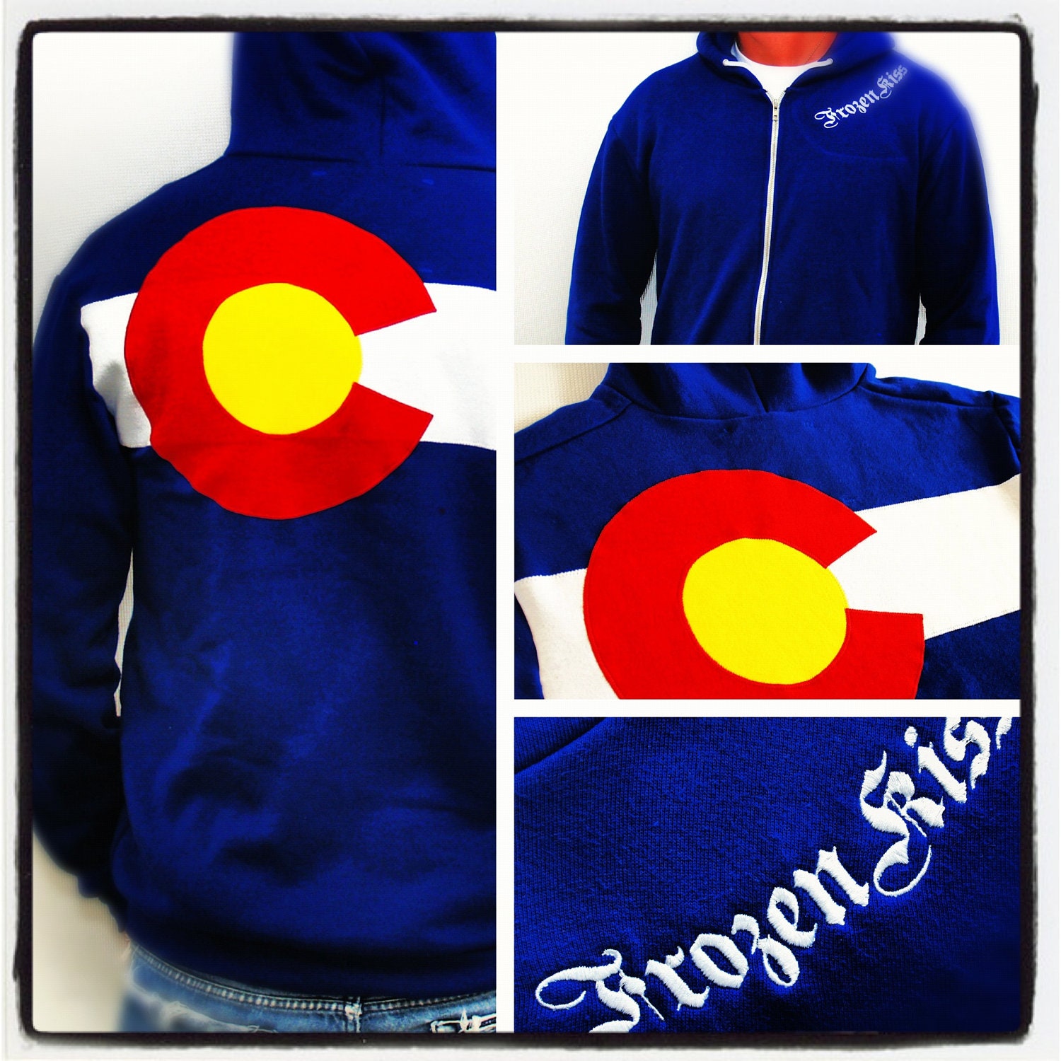 Colorado Flag custom Hoodie  3 layer sewn flag zippered sweatshirt