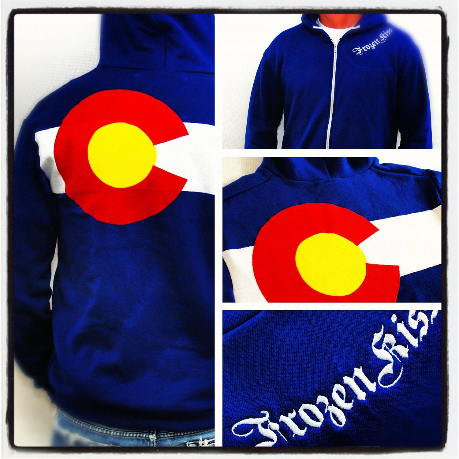Colorado Flag custom Hoodie 3 layer sewn flag zippered sweatshirt