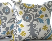Accent pillow cover decorative Suzani Grey print  18 x 18