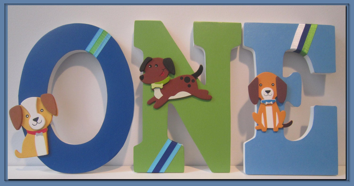 Boys Birthday Number Prop. ONE. Puppy. Dogs. Blue. Green. 1st Birthday. One. First Birthday. Photo Prop.