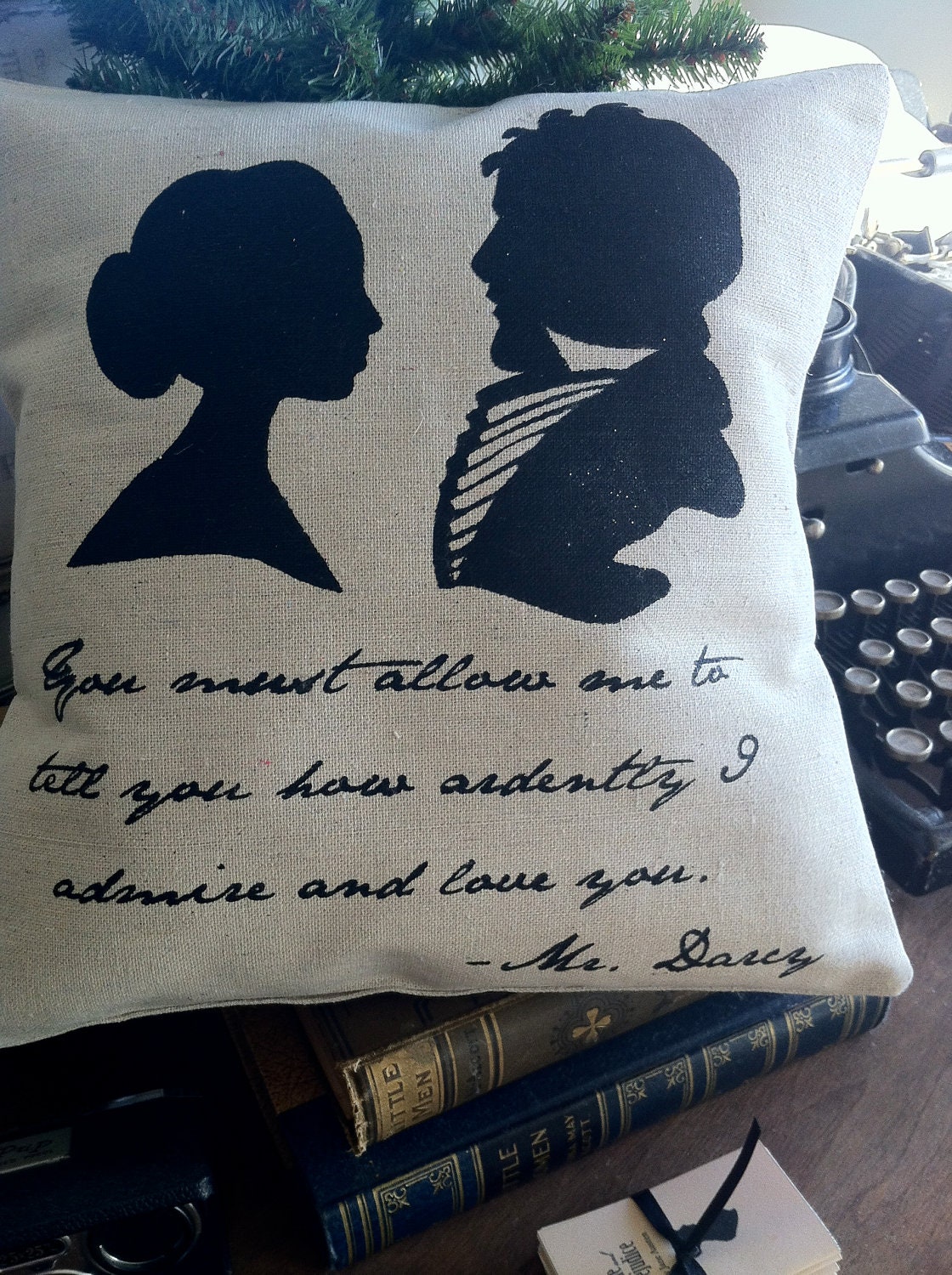 Mr. Darcy Quote Silhouette Pillow Cover-Jane Austen
