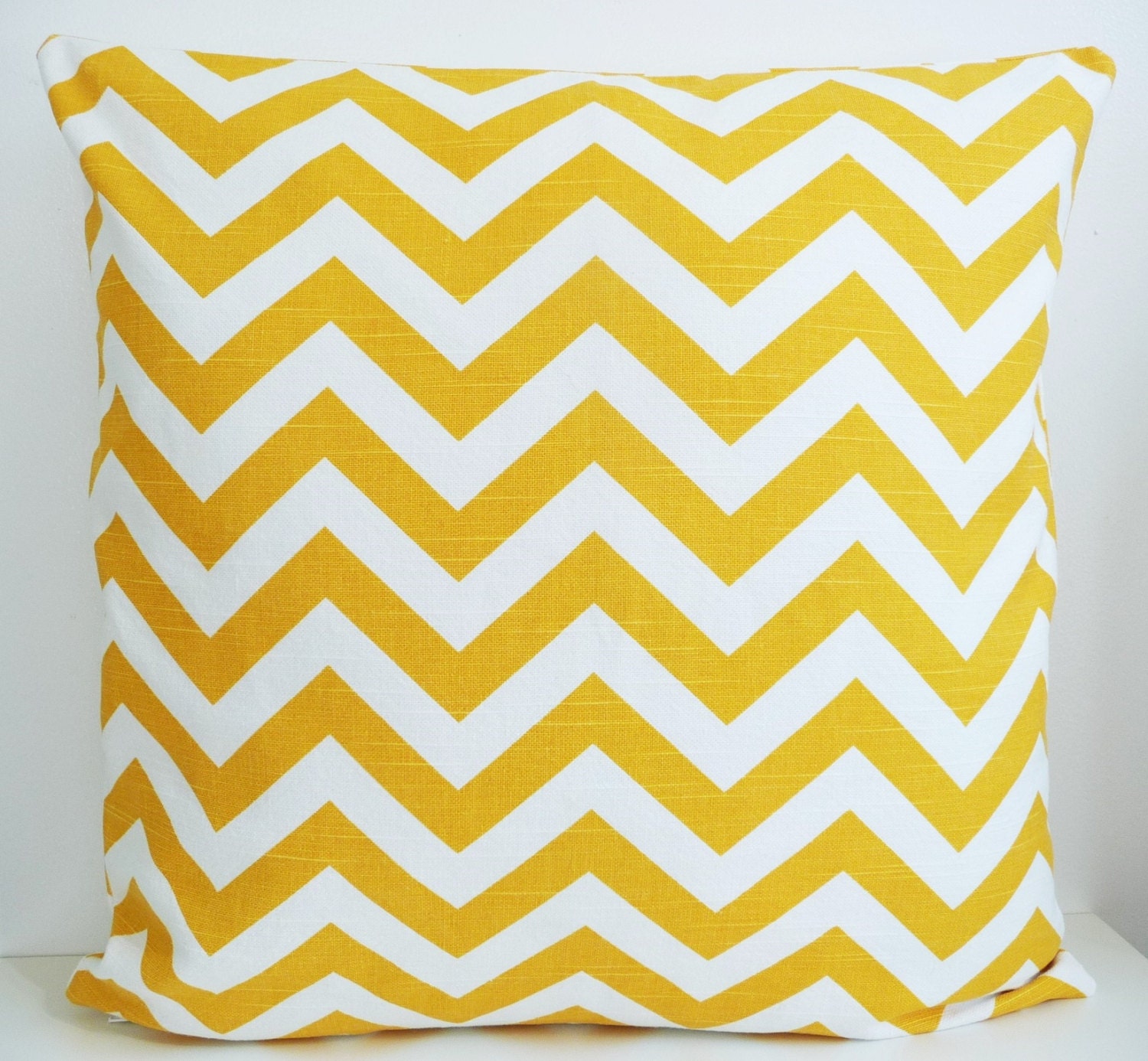 Throw Pillow Cover - Premier Prints Chevron ZigZag Slub Yellow/White Pillow Cover with Zipper, Home Decor Pillow Case Size 18" by 18"