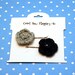 Two Crochet Flower Bobby Pins in Pale Blue and Navy