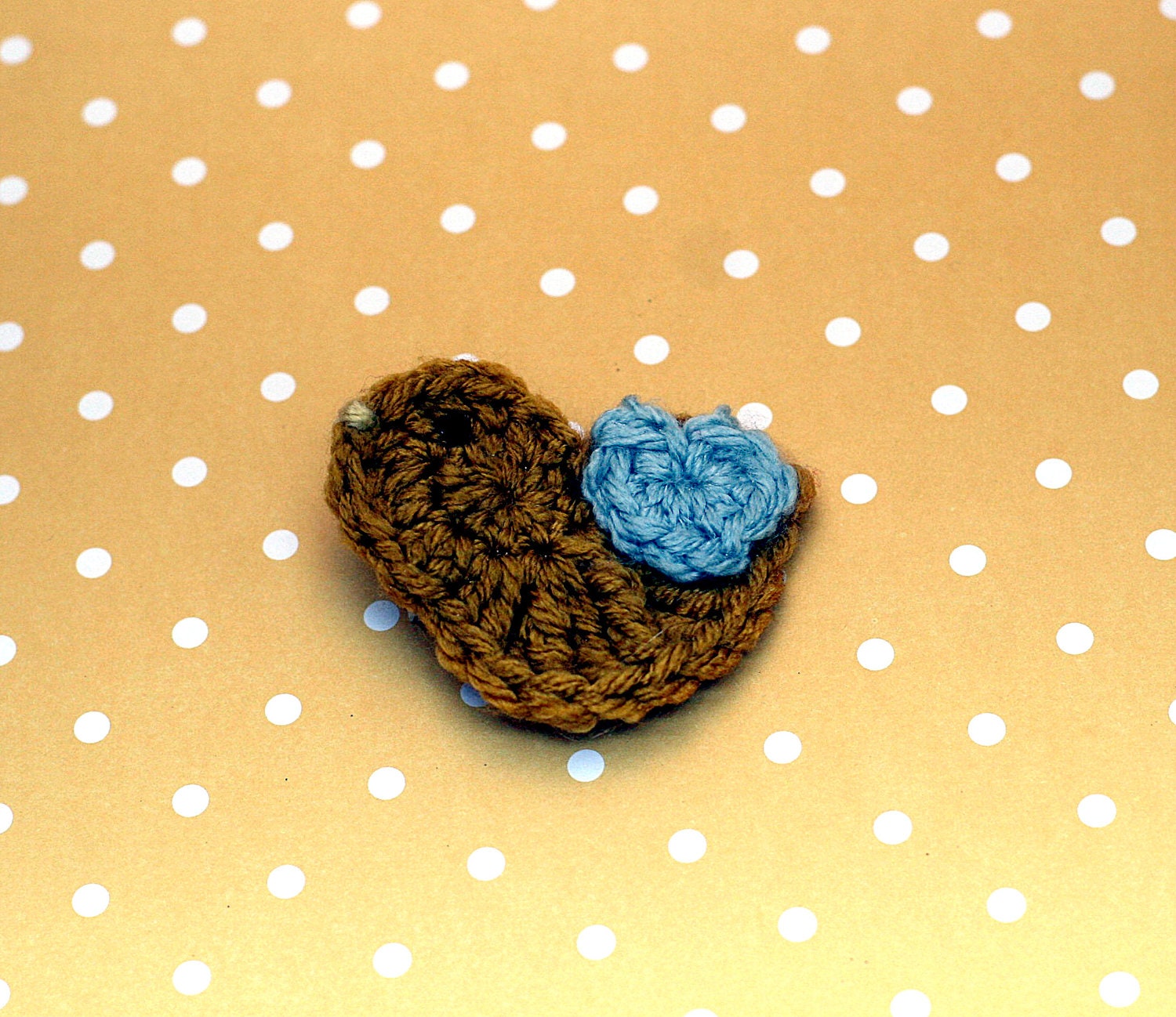 Crochet Bird Hair Clip in Gypsy Gold and Sky Blue