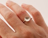 Silver Disc Ring with Hexagon Pattern (ON SALE)