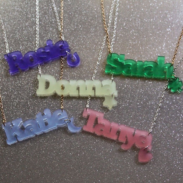 Personalised Lucky Charms name necklace - laser cut frosted acrylic